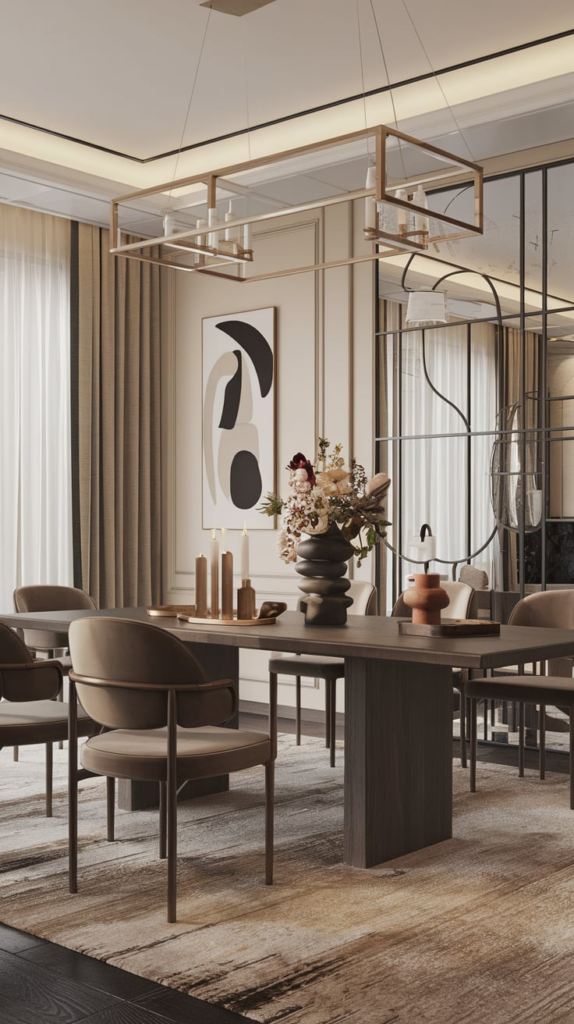 Coffered ceiling in dining room