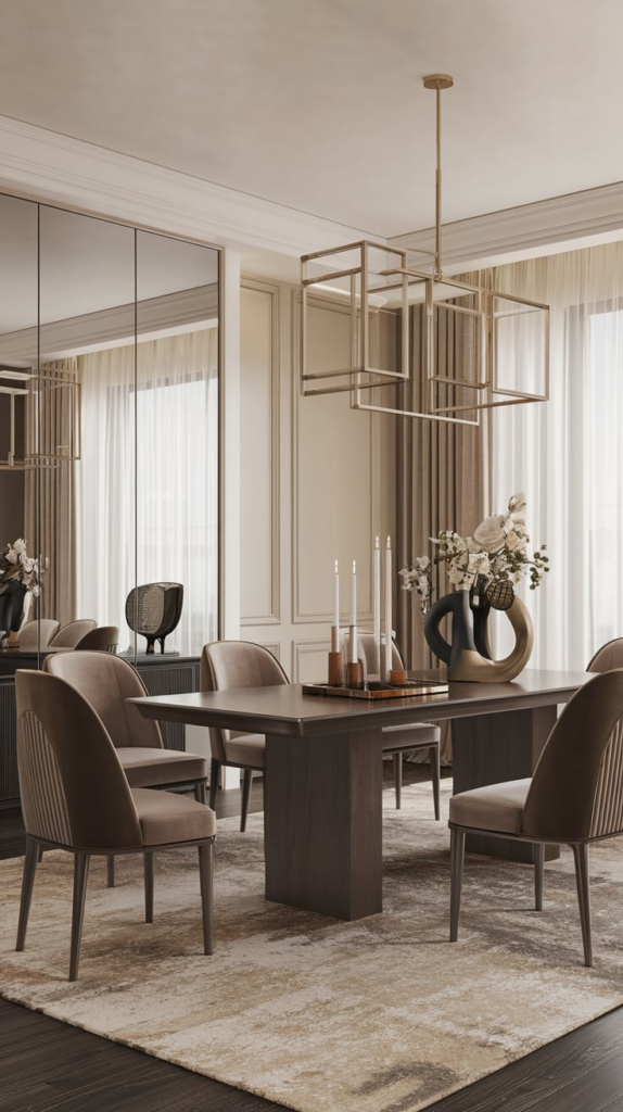 Round dining table with elegant setting