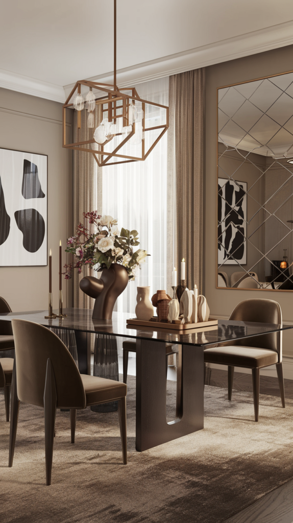 Elegant floral centerpiece on dining table