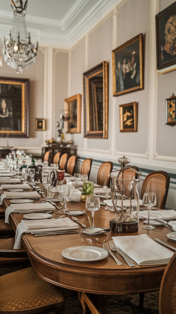 Large mirror in dining room