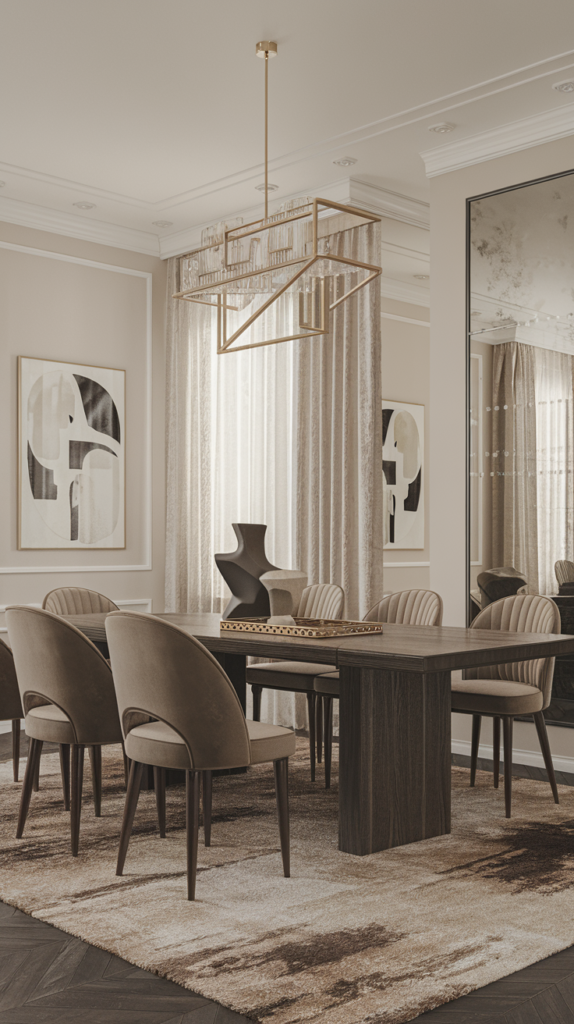 Built-in display cabinets in dining room