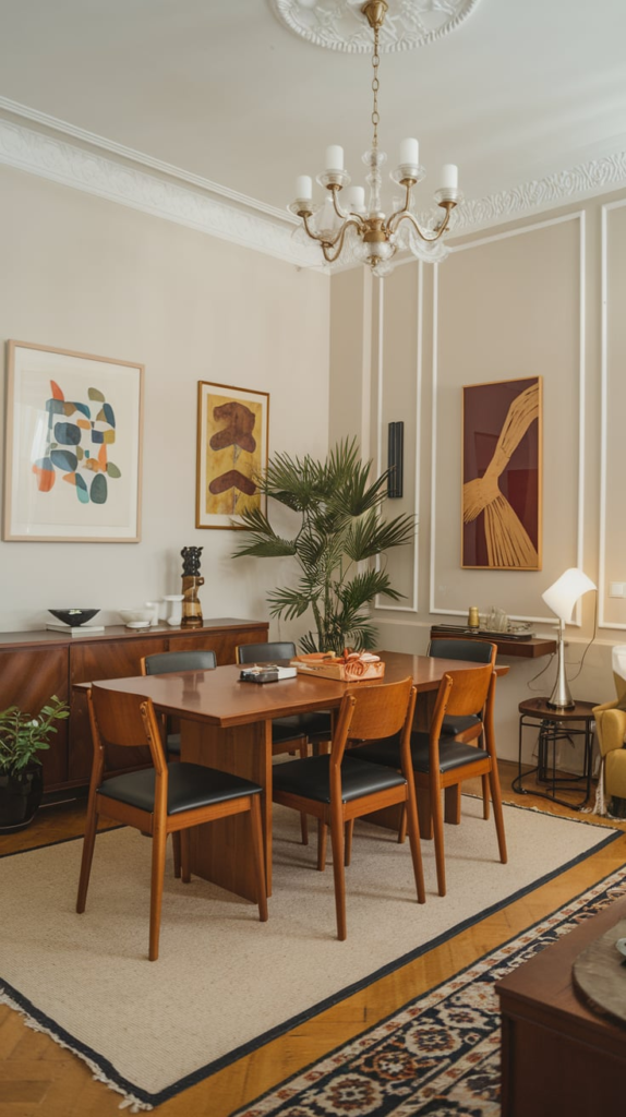 Open shelving in dining room