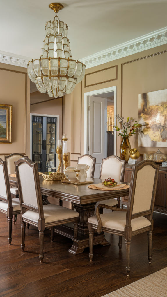 Statement wallpaper in dining room