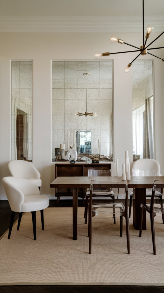 Wall sconces in dining room