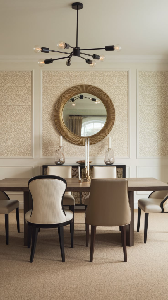 Black and white dining room