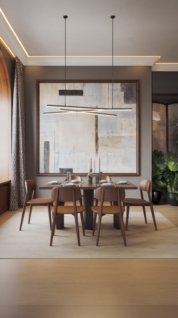Arched doorways in dining room