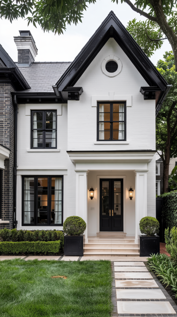 Black steel panels with cedar cladding