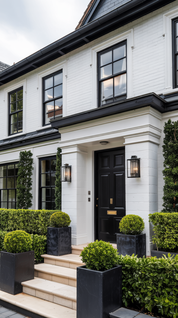 Cedar garage door on black house