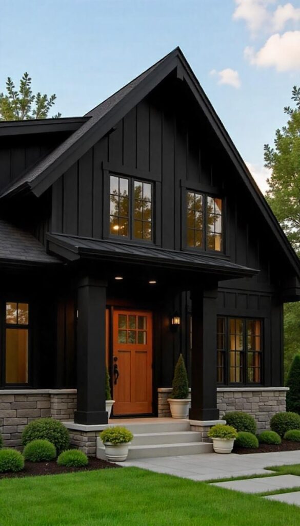 Black and cedar tiny home