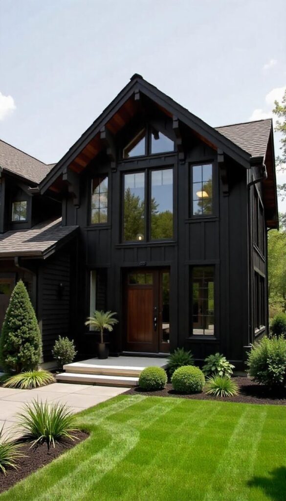 Black and cedar house exterior