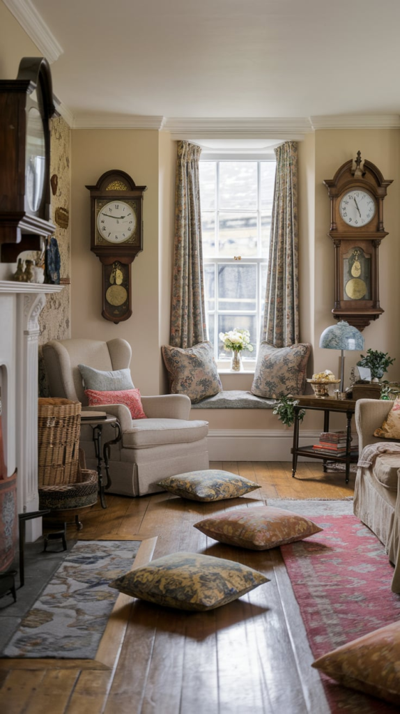 Floral wallpaper in cottage room