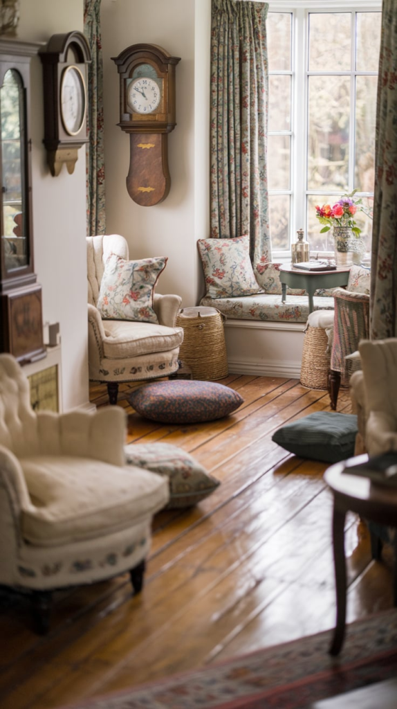 Open kitchen shelves with pottery
