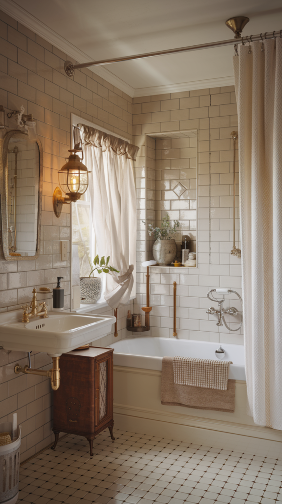 Vintage lighting in cottage