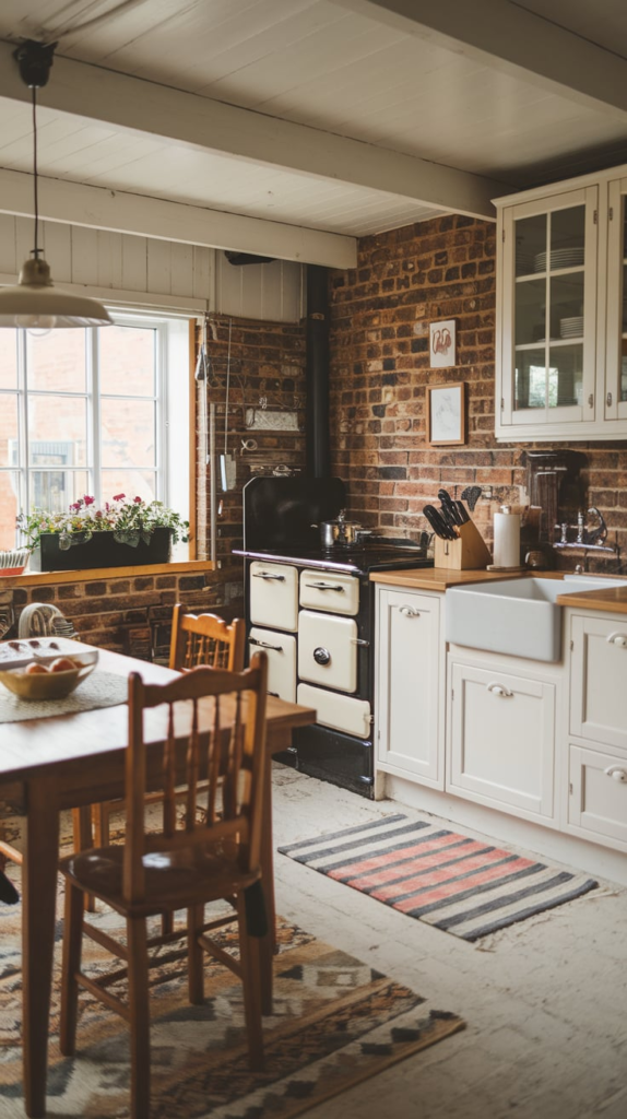 Curved furniture in cottage interior