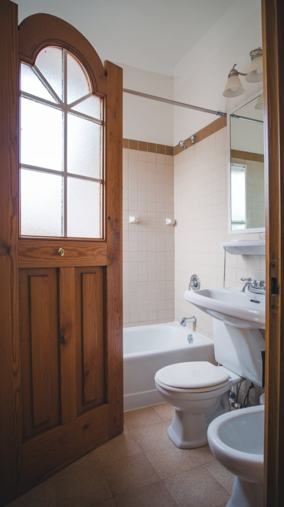 Pocket door sliding into wall