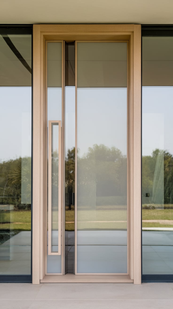 Louvered door with slats