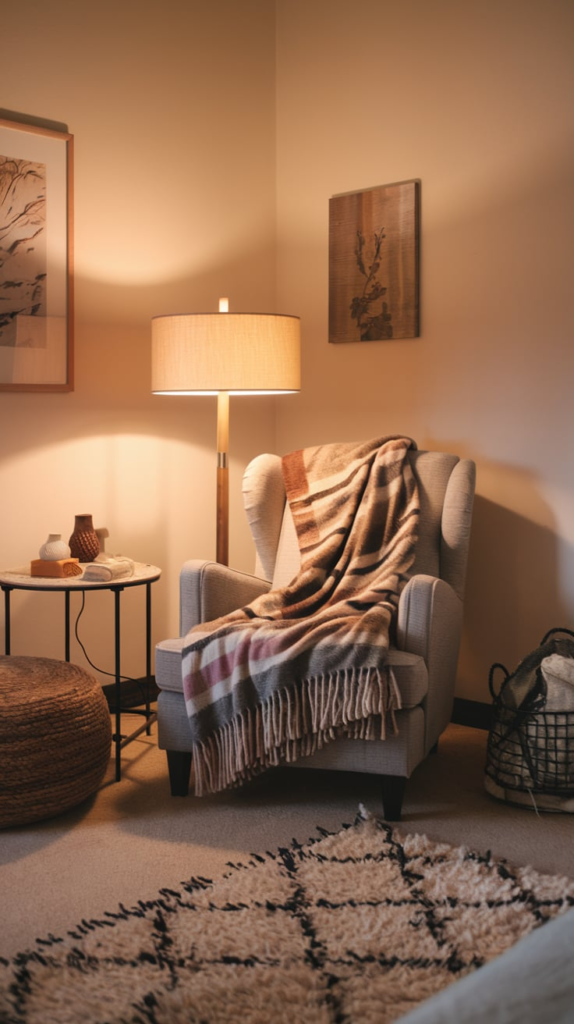 Bookshelf bench reading nook