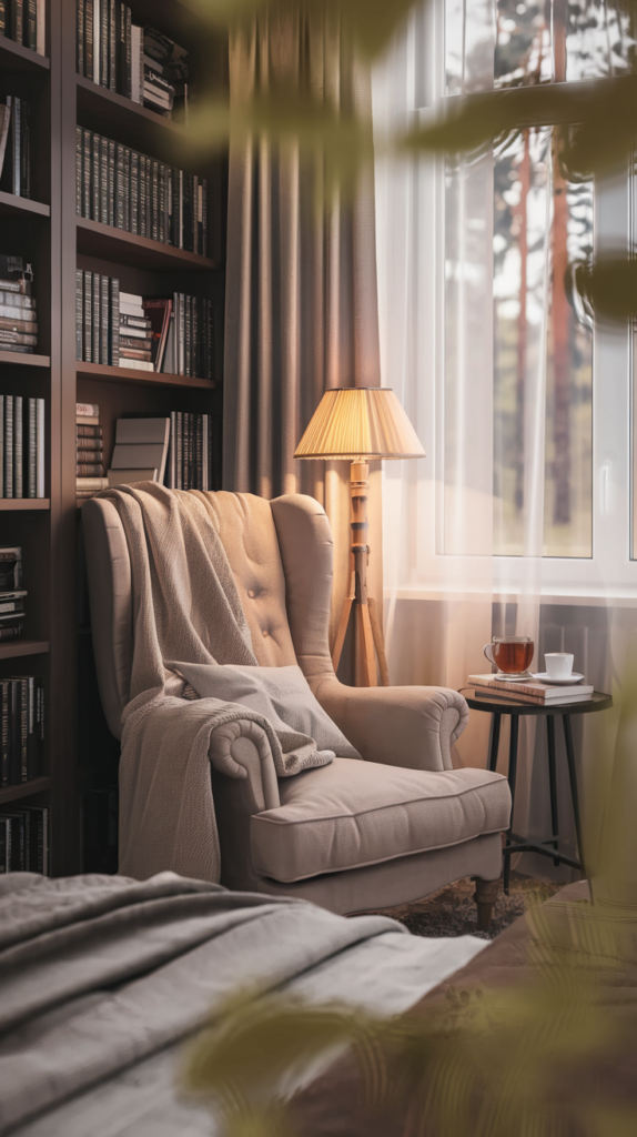 Minimalist alcove reading nook