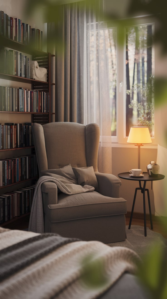 Ladder shelf reading nook