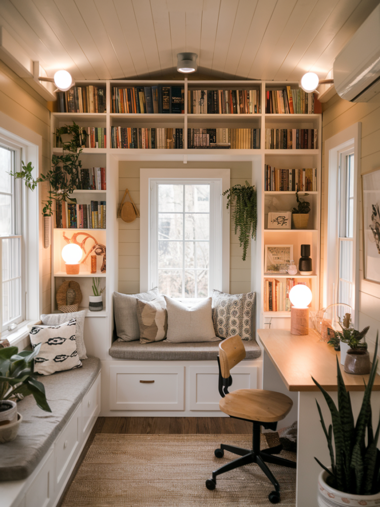Floating shelf reading nook