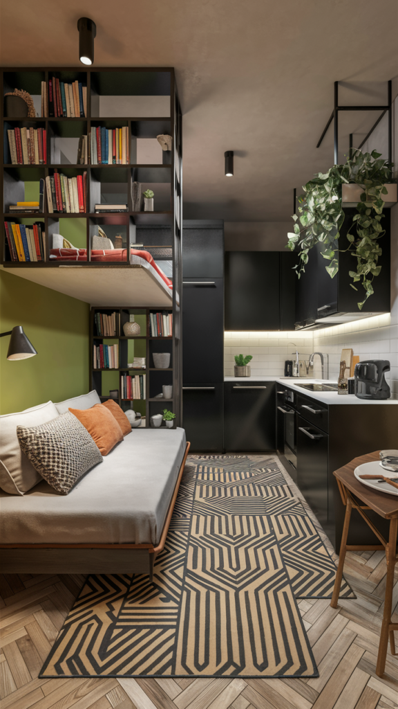 Folding dining table in small apartment