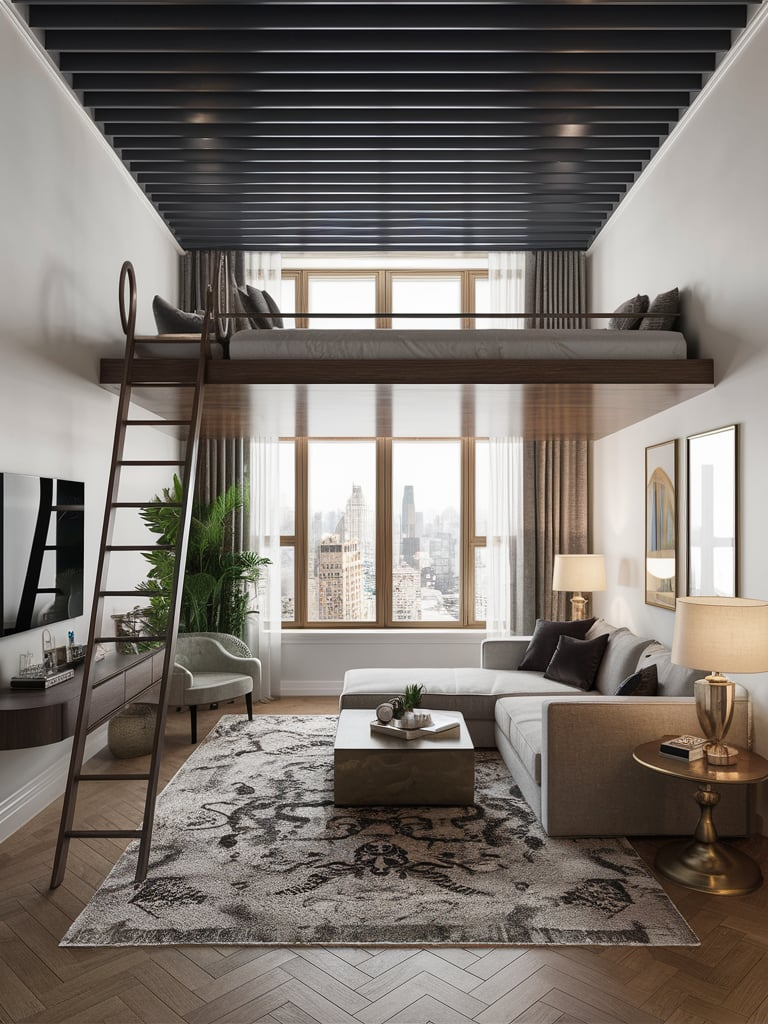 Exposed brick and steel beams in loft