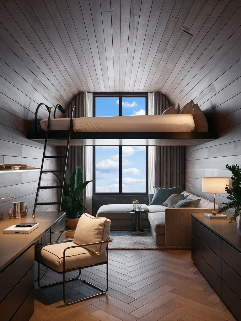 Mezzanine in loft apartment