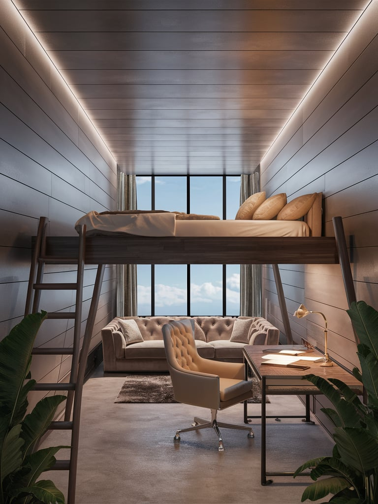 Large pendant lighting in loft