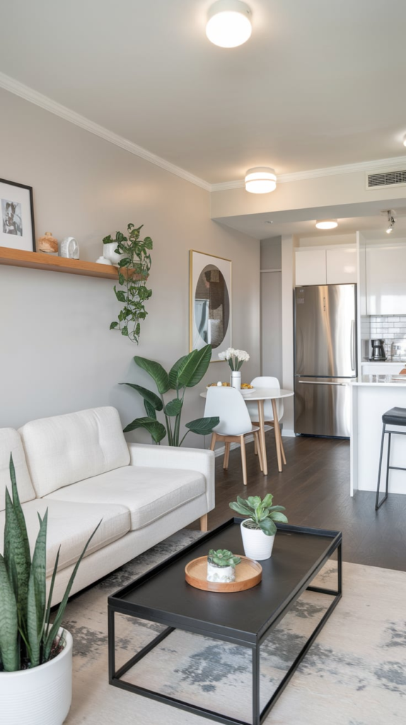 Zoning in open-plan apartment