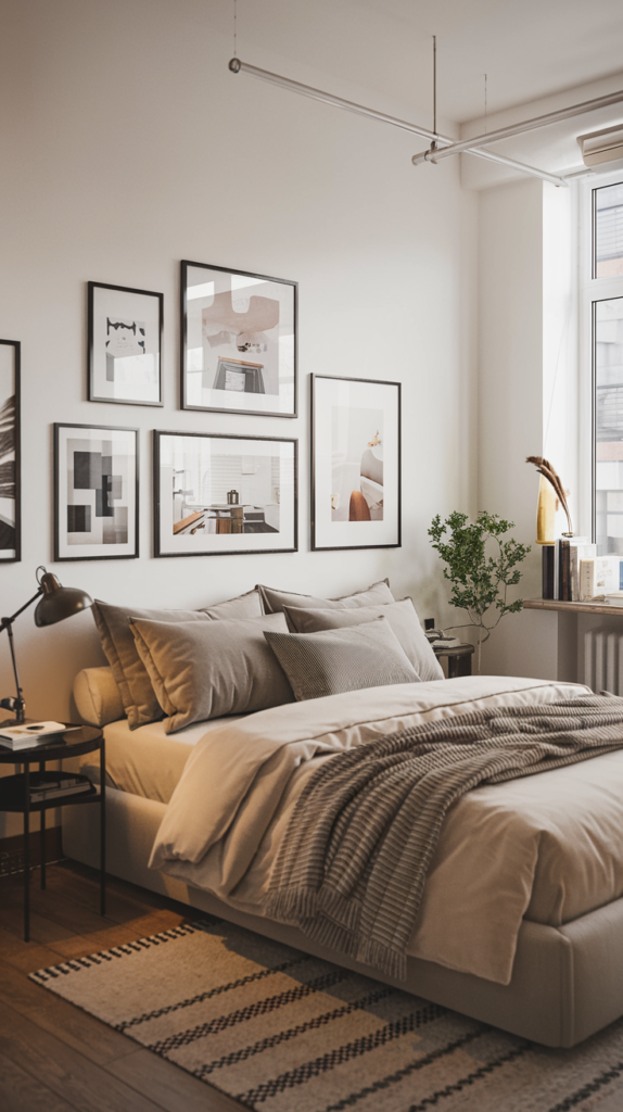 Bold accent colors in bedroom