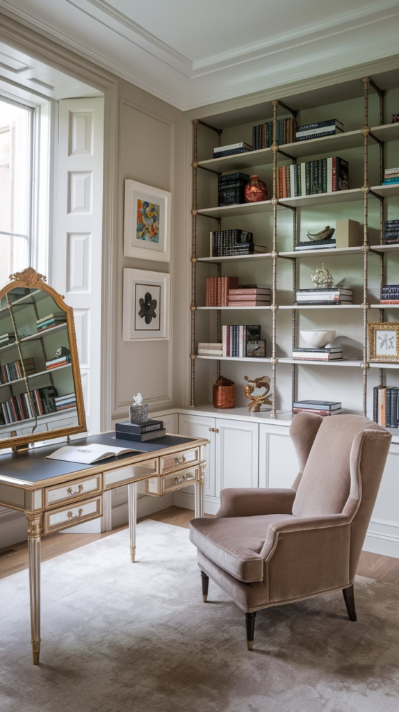 Metallic accents in home office