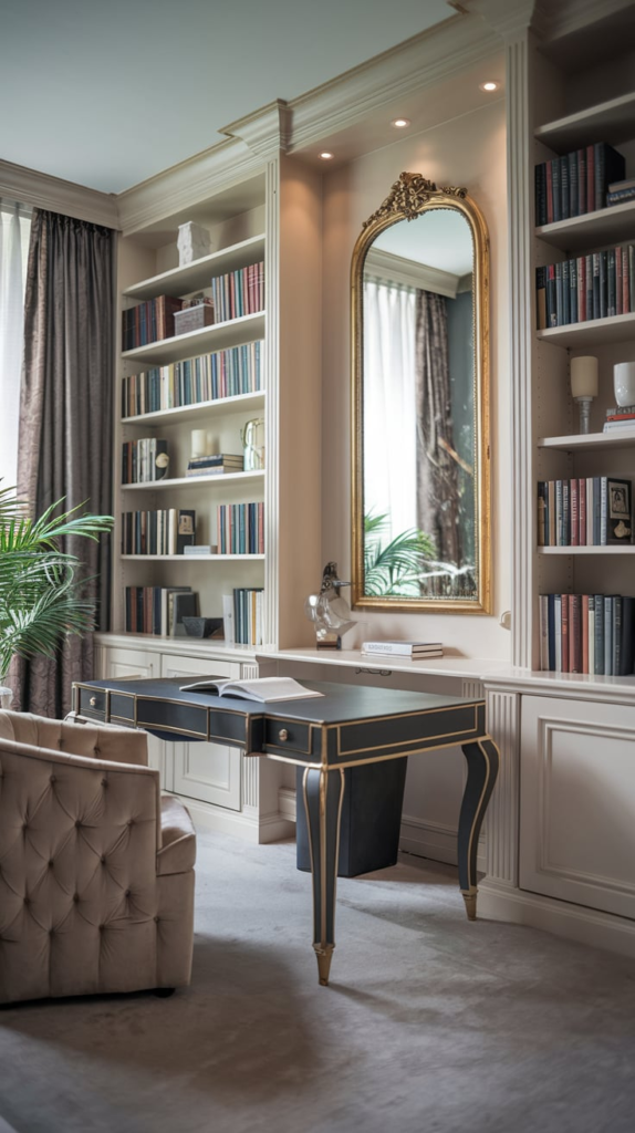 Vertical shelving in home office