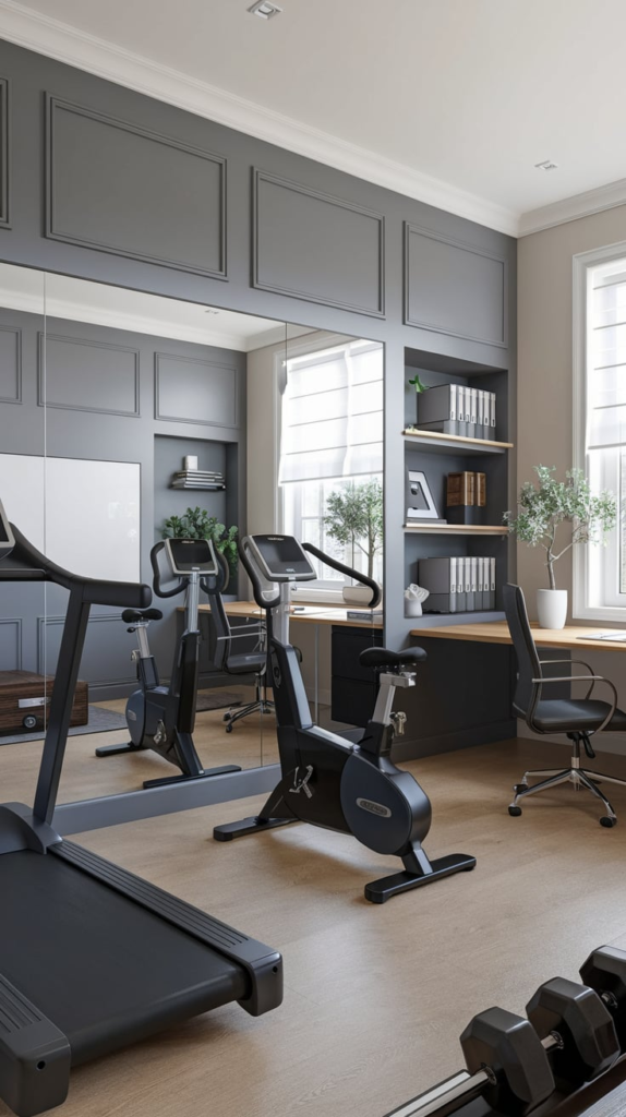 Fitness mirror in home office