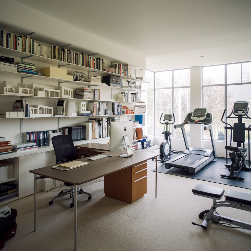 Compact desk with stability ball chair