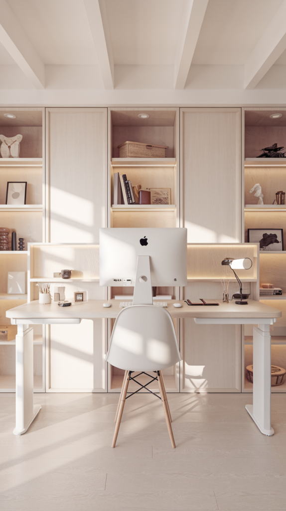 Functional shelving in home office