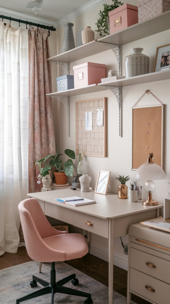 Artwork in feminine home office