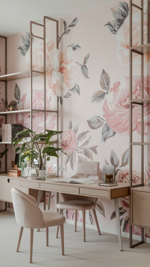Floral patterns in home office decor