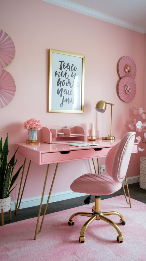 Velvet furniture in home office