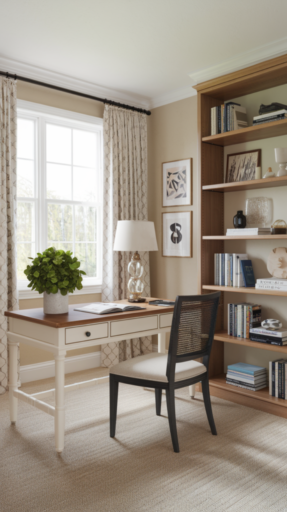 Luxurious textiles in home office