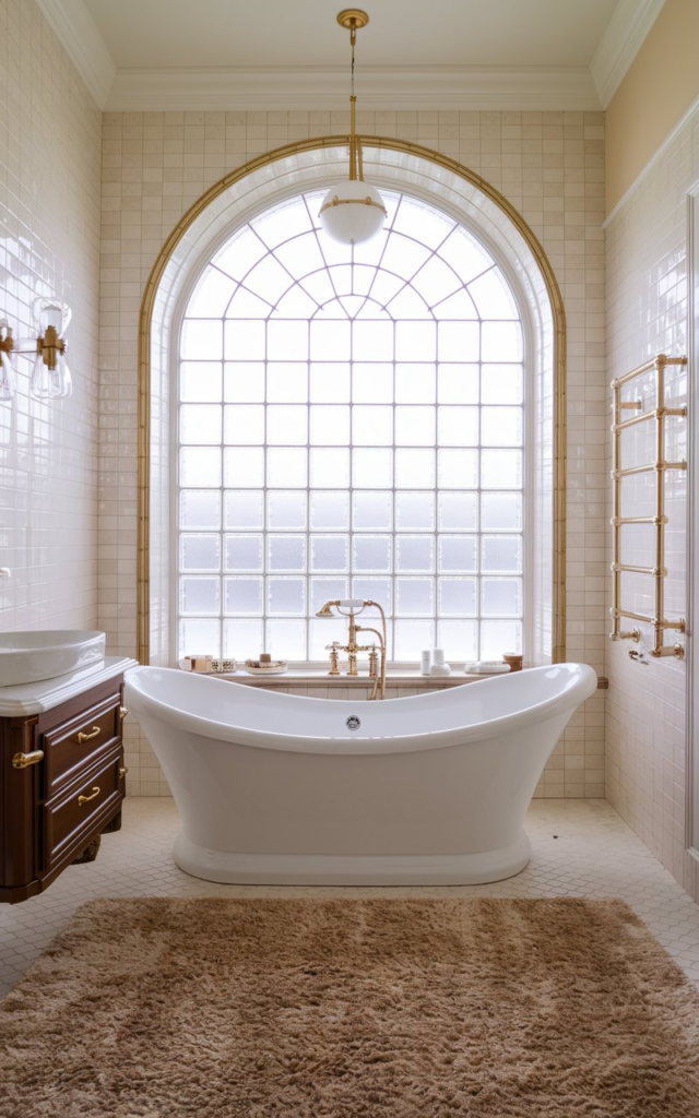Vintage radiator in bathroom
