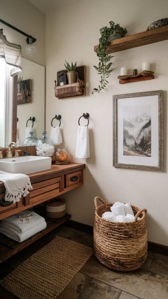 Vintage shelf with brass hooks