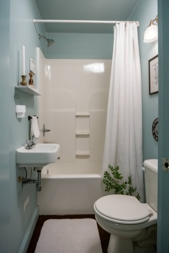 Bold wallpaper in small bathroom