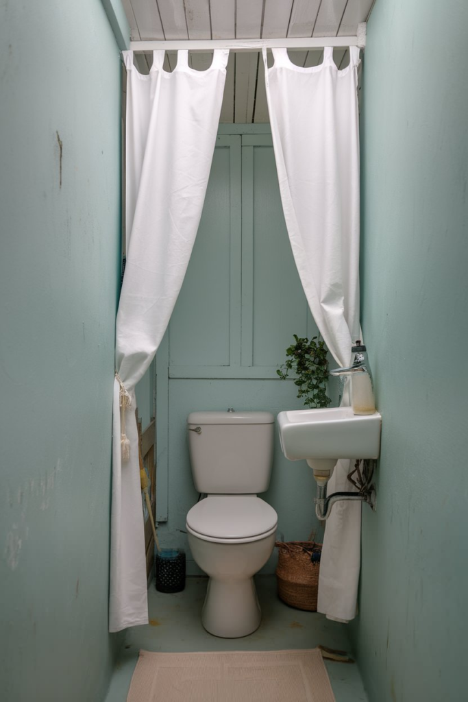 Chandelier lighting in small bathroom