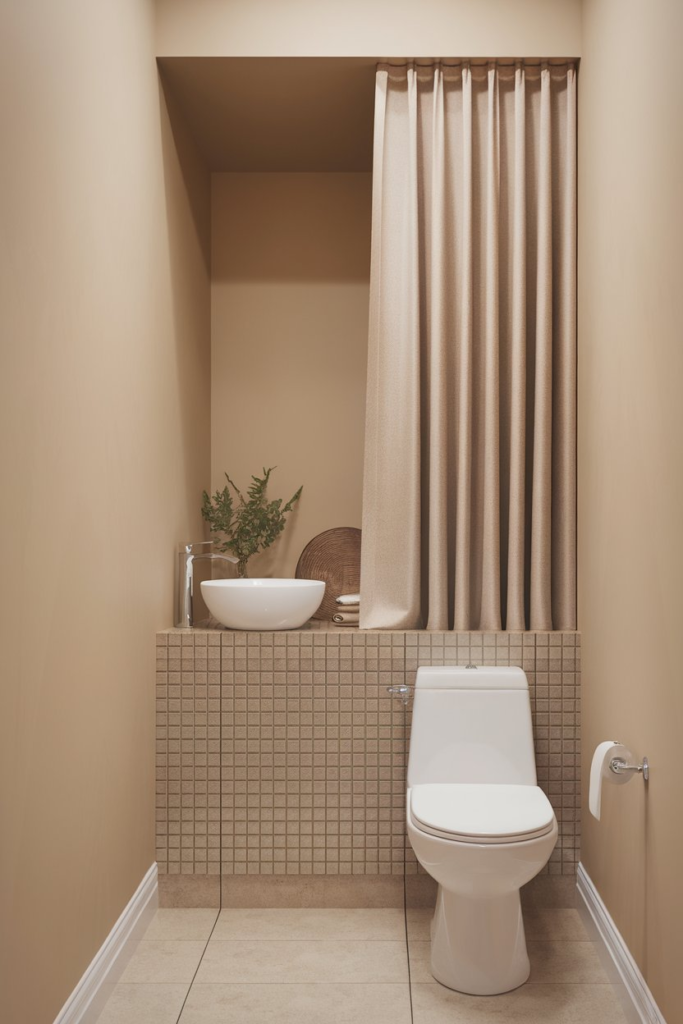 Floating vanity in small bathroom