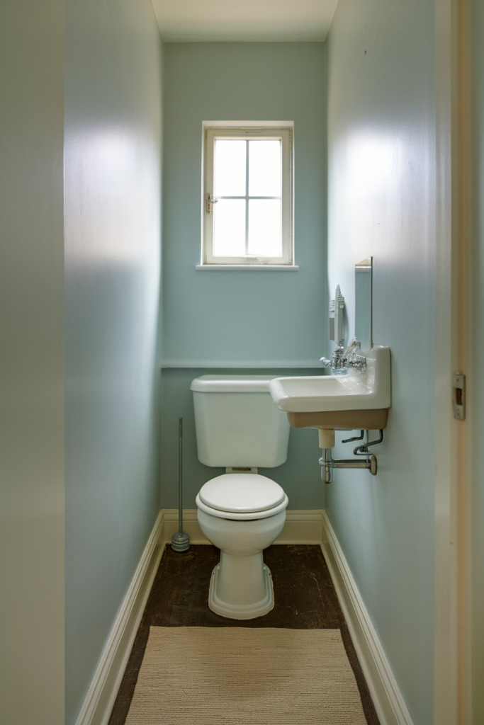 Glass shelving in bathroom