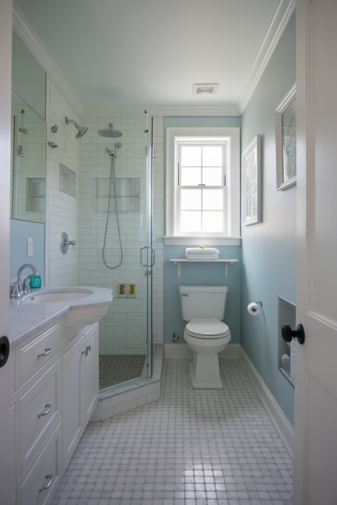 Sliding barn door in bathroom