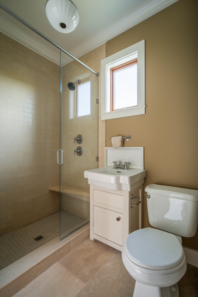 Plants in small bathroom