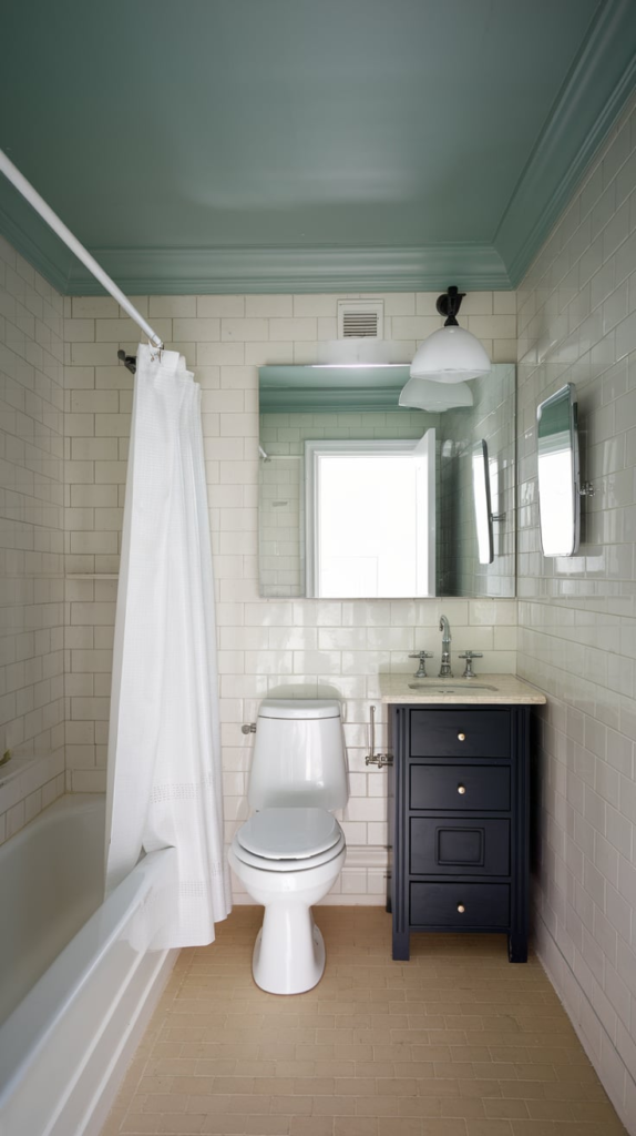 Geometric tile bathroom wall