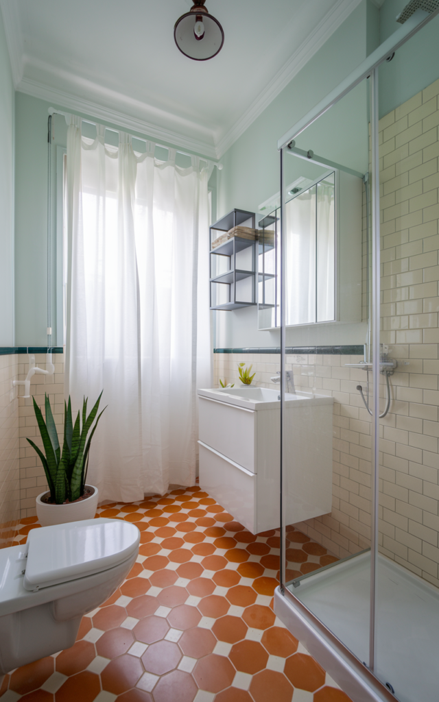 Bathroom with statement wall