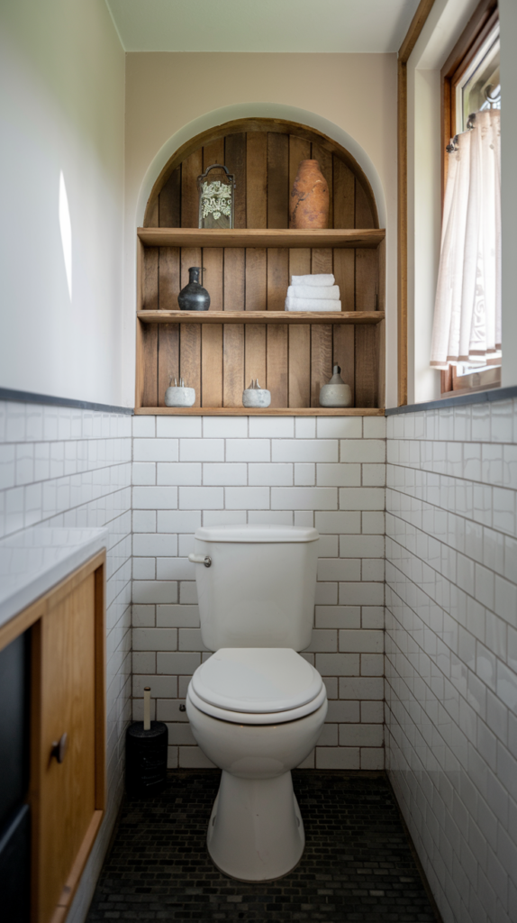 Floating vanity in bathroom